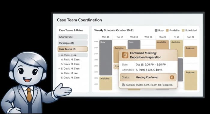 Coordinate across attorneys, paralegals, and case teams
